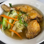 Crispy chicken noodle soup